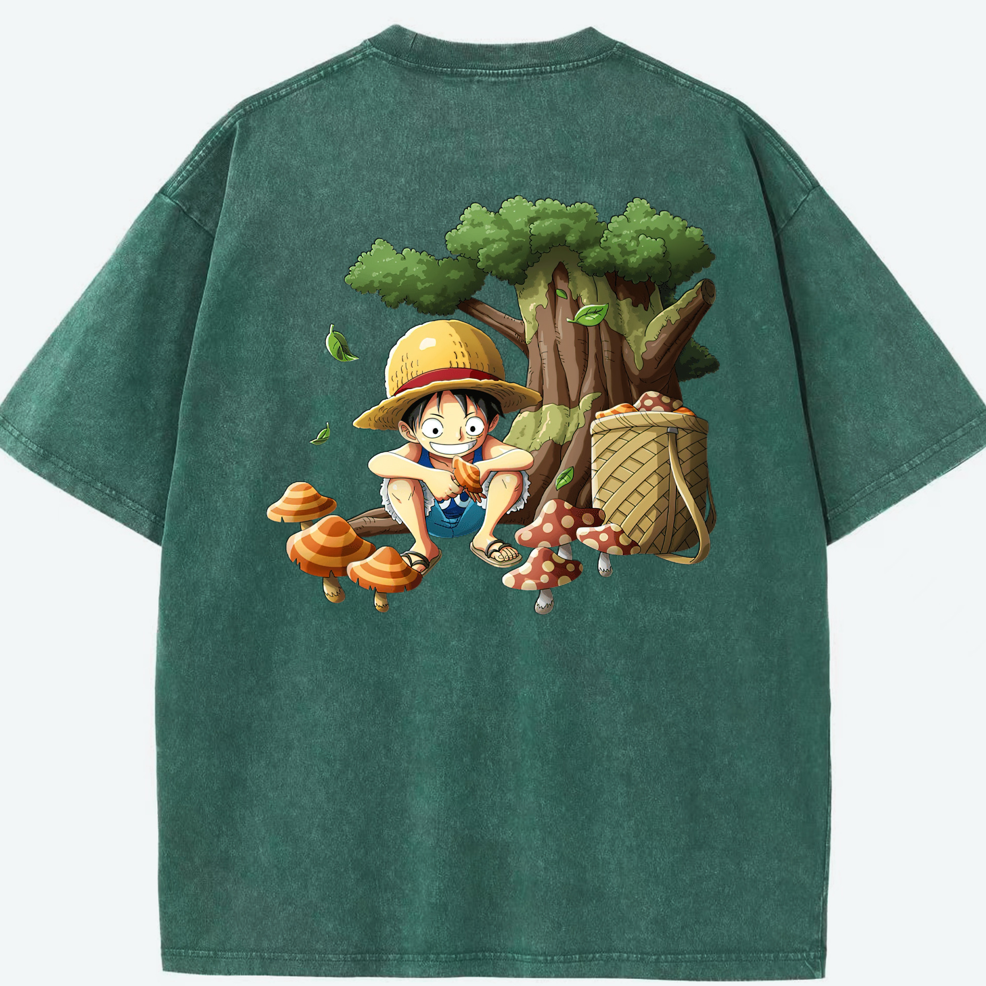 ワンピース モンキー・D・ルフィ ONE PIECE Monkey D. Luffy 綿100% ヴィンテージ風 半袖Tシャツ（背面プリント）
